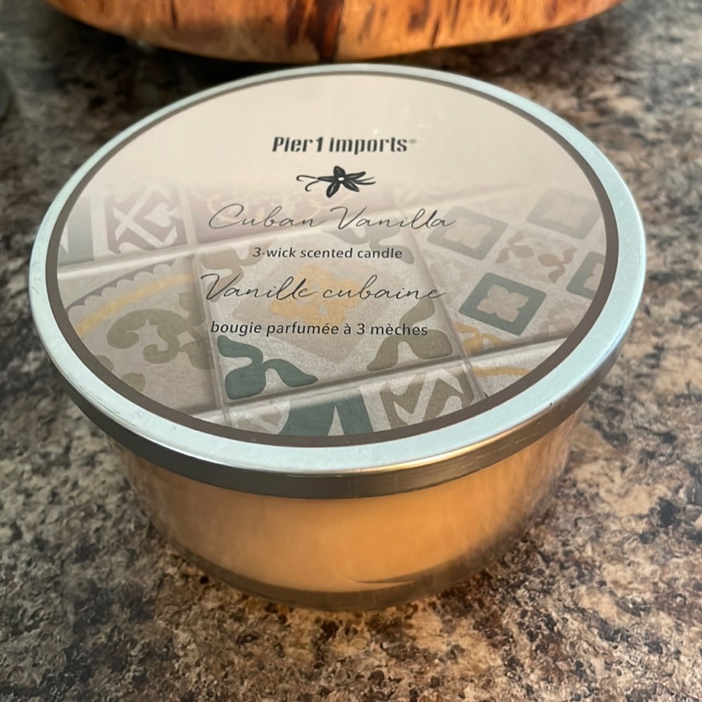Brand new, never used pier one imports, Cuban vanilla, three wick candle